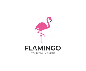 Fotobehang Pink Flamingo Logo Template. Bird Vector Design. Animal World Illustration © artsterdam