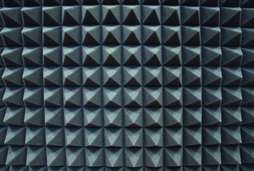 Close up of sound proof coverage in musical studio. Musical background theme.