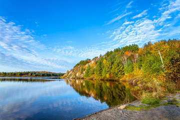 Fototapeta na wymiar View of Conservation Lake in Ontario during fall season