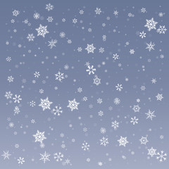 blue background with snowflakes, winter vector illustration