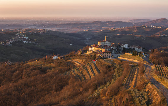 The village of  San Martino di Quisca (Smartno),brda wine road, Slovenia