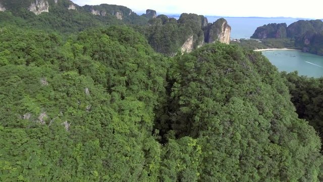 Railey Beach in Krabi, Thailand, aerial view