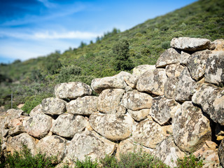 Nuragic prehistoric wall stone