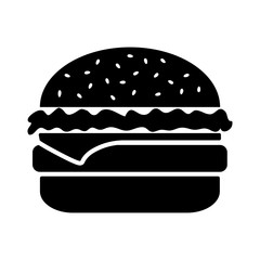 Black and white cheeseburger isolated on white background. Vector illustration