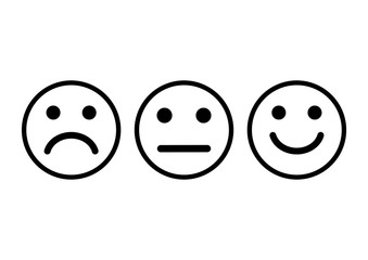 Face icons with positive, neutral and negative mood. Vector illustration
