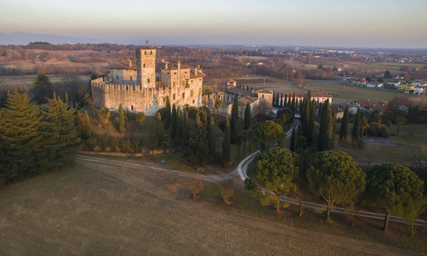 The Castle of Villalta from above, Fagagna, Friuli Venezia Giulia, Italy