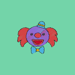Circus clown Vector illustration in Hatching style