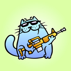 Cat the mercenary professional will carry out the task of any complexity. Vector Illustration.