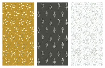 vector seamless patterns with flowers and leaves