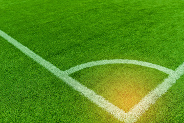 Fototapeta premium Narożne boisko do piłki nożnej. Stadion sportowy. Tło trawy. zdrowa koncepcja