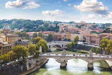 Fototapeta premium View above Rome and Tiber in Rome