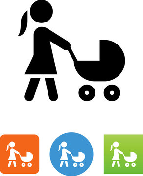 Mom With Stroller Icon