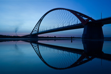 Bugrinsky Bridge over the River Ob, Novosibirsk, Russia, night view