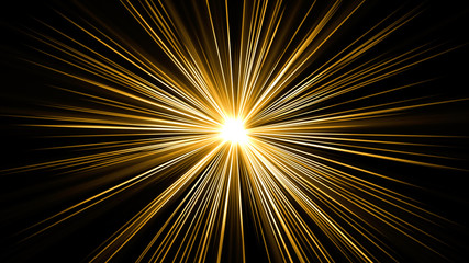 Ray light explosion with gold color background