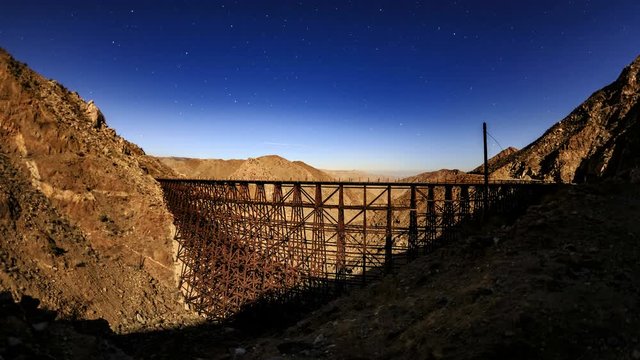 Timelapse of moonrise at the Goat Canyon Trestle. World's largest wooden railroad bridge.