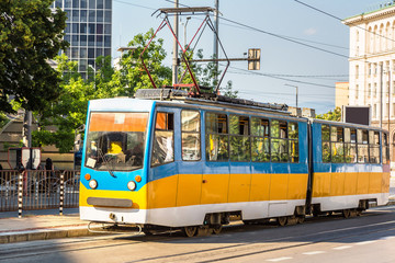 Naklejka na ściany i meble Old tram in Sofia, Bulgaria