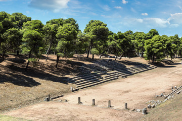 Ruins of stadium in Epidavros, Greece