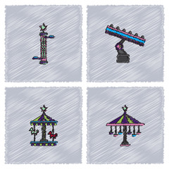 Amusement Park icons in Hatching style