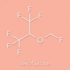 Sevoflurane inhalational anesthetic molecule. Skeletal formula.