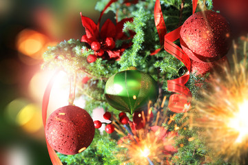 Christmas background with colorful light and bokeh