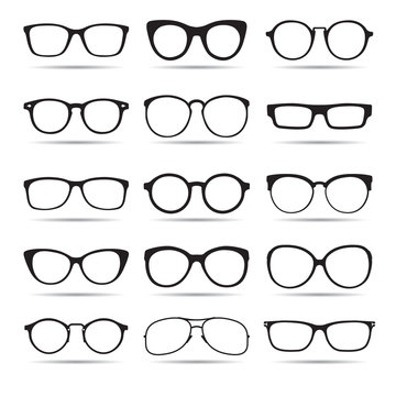 A set of glasses isolated. Vector Icons.
