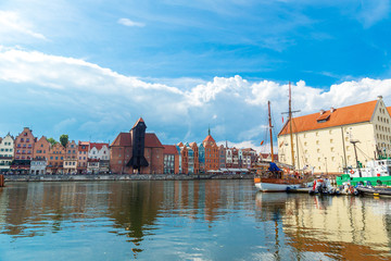 Fototapeta premium Cityscape on the Vistula River in Gdansk, Poland.