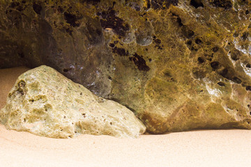 Closeup image of stones in the wild beach of Bali, Indonesia