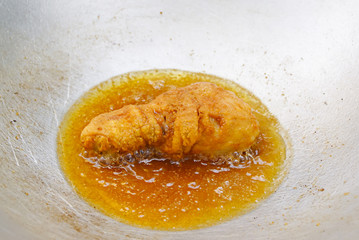 Chicken Frying In A Pan. 