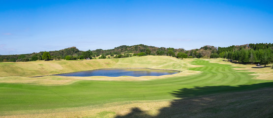 Golf Course where the turf is beautiful and green in Chiba Prefecture, Japan. Golf is a sport to play on the turf