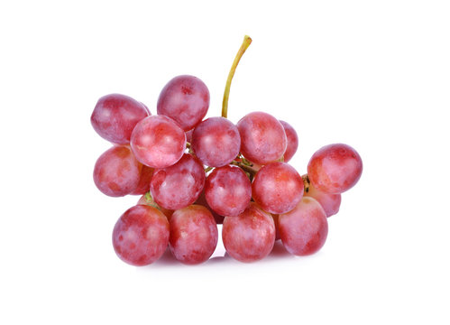 bunch of fresh grapes with stem on white background