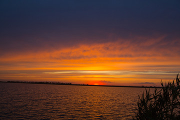 Sunrise on the lake. Sunset on the lake.