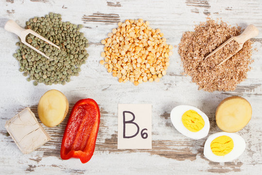 Products and ingredients containing vitamin B6, natural minerals and dietary fiber, healthy nutrition