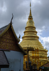Fototapeta premium The golden pagoda in north THAILAND,LAMPHUN temple