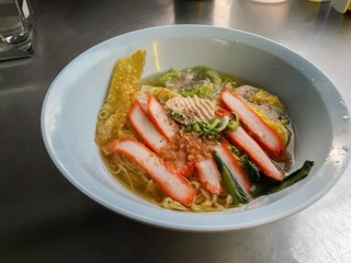 Noodles in a bowl.