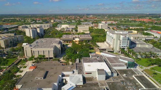 Aerial backfly pull out shot Miami 4k