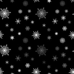 Christmas snowflake seamless pattern with tiled falling snow