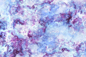 Abstract marble texture. Fractal background in blue and violet colors. Fantasy digital art. 3D rendering.