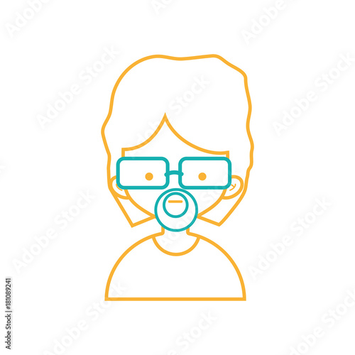 "line avatar man with hairstyle and beard design" Stock image and