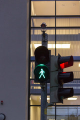 traffic lights and facades near train station