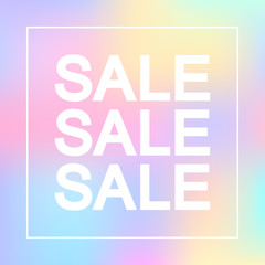Sale illustration. Text on a holographic background. Vector