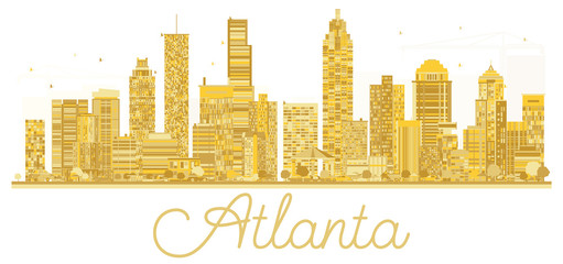 Atlanta USA City skyline golden silhouette.