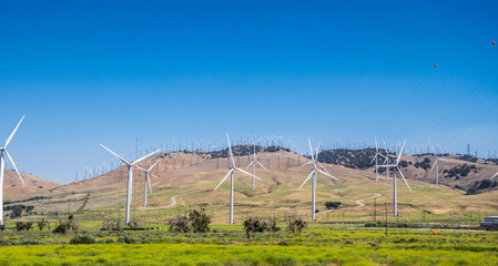Modern green energy-saving technologies. Wind Power Station in California