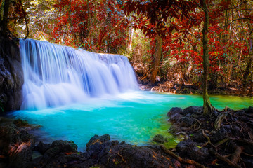 Fototapeta na wymiar waterfall and leaves change color.