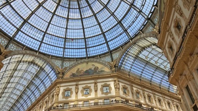 Galleria Vittorio Emanuele II, gallery, Milano, Milan, Lombardy, Italy, tilt view 4k
