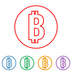 bitcoin currency symbol, thin lines icon