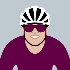 bicyclist head vector illustration flat style front