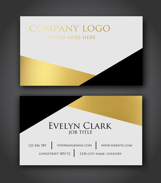 Beautiful geometric, golden, business card template VECTOR