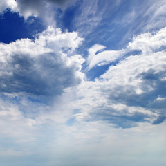 cumulus clouds in the blue sky