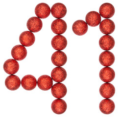 Numeral 41, forty one, from decorative balls, isolated on white background