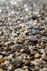 Sea stones on the seashore in the summer
